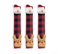 Set di coperture per maniglie del frigorifero con disegni 3D di pupazzi di neve e Babbo Natale, realizzati in tessuto non tessuto per proteggere le maniglie degli elettrodomestici da macchie e metallo