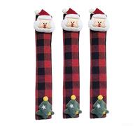 Set di coperture per maniglie del frigorifero con disegni 3D di pupazzi di neve e Babbo Natale, realizzati in tessuto non tessuto per proteggere le maniglie degli elettrodomestici da macchie e metallo