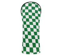 Set di coperture per mazze da golf a scacchi verdi e bianchi, in pelle di alta qualità, con etichette numeriche, per driver, legni e ibridi