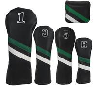 Set di coperture per mazze da golf compatibili con ferri n. 1 3 5 H e putter standard in pelle PU con design a fascia elastica (un kit)