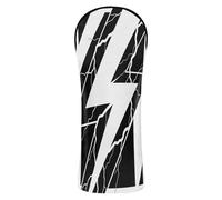 Set di coperture per mazze da golf con segno astratto fulmine bianco nero in pelle premium con etichette intercambiabili n. per coperture per mazze da golf driver