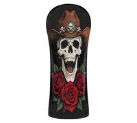 Set di coperture per mazze da golf con teschio da cowboy occidentale, in pelle di alta qualità, con targhette intercambiabili, progettate per adattarsi a tutti i legni e conducenti