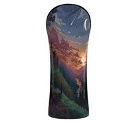 Set di coperture per mazze da golf Fantasy Pixel Art Sunset in pelle PU con etichette numeriche per mazze da golf ibride da donna