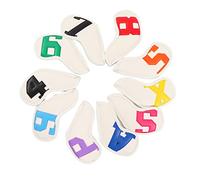 Set di coperture per mazze da golf in PU da 10 pezzi Custodia protettiva impermeabile per mazze da golf con fodera in pile spesso e fine per golfisti per prevenire graffi e danni (Parole colorate su