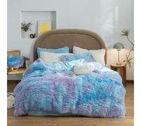 Set di coperture per Piumino Trapunta tintura per tintura, Coperta Morbida per i tiri Autunnali della Primavera Estate per Tutta la Stagione per Divano del Divano (Colore: Blu, Taglia: Regina 4pc)