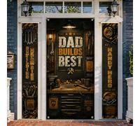 Set di coperture per porta di benvenuto, cacciavite industriale rustico a martello per la festa del papà, nero per le vacanze, portico verticale, decorazioni per porta d'ingresso, feste, riunioni di