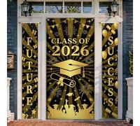 Set di coperture per porta di benvenuto, celebrazione moderna diploma stelle laurea oro vacanza portico sfondo banner decorazioni per porta d'ingresso esterno 3 pezzi
