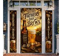 Set di coperture per porta di benvenuto con birra, per la festa del papà, rustico, per la festa del papà, per la festa del papà, marrone, per le vacanze, portico, striscione decorativo per casa, porta