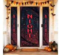 Set di coperture per porta di benvenuto, gotico spettrale zucche pipistrelli Halloween nero vacanza portico appeso banner decorativo per ingresso anteriore ingresso ingresso esterno 3 pezzi