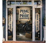 Set di coperture per porta di benvenuto per bicicletta, stile industriale, vintage, per l'estate, per le vacanze, il portico, striscione decorativo per porta d'ingresso, casa, patio, 3 pezzi