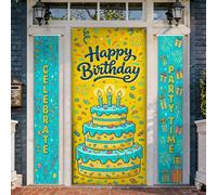Set di coperture per porta di benvenuto per torte, candele giocose e festive, palline gonfiabili ad aria, per compleanno, colore giallo, per portico, portico, striscione decorativo per ingresso