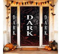 Set di coperture per porta di benvenuto scure, spettrali rami gotici zucche Halloween nero vacanza portico porta striscione da appendere decorativo per ingresso anteriore, feste riunioni di famiglia
