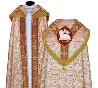 Set di coppa e stole rosso metallizzato, ricamo Agnus Dei Lamb, mantello...