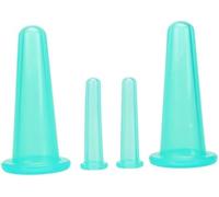 Set di coppettazione facciale anticellulite, coppette sottovuoto in silicone per massaggio viso e occhi, massaggiatori manuali per schiena (2 piccoli + 2 grandi) (verde)