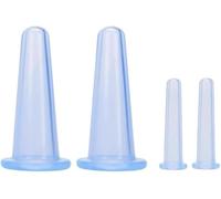 Set di coppettazione facciale anticellulite, coppette sottovuoto in silicone per massaggio viso e occhi, massaggiatori manuali per schiena (2 piccoli + 2 grandi) (blu)