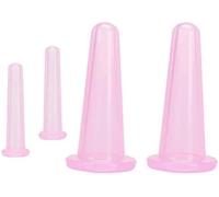 Set di coppettazione facciale in silicone anticellulite, 4 pezzi, rosa, coppette sottovuoto per coppettazione viso e occhi, strumenti per massaggi (2 piccole e 2 grandi)