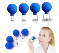 Set di coppettazione facciale in vetro, 4 pezzi, aspirazione sottovuoto in silicone, terapia a coppettazione, un kit per anticellulite, antirughe e pelle senza età, per occhi, viso e corpo