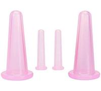 Set di coppettazioni facciali in silicone anticellulite, 4 pezzi, rosa, per massaggi e massaggi