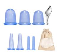 Set di coppettazioni in silicone e Gua Sha, set da 7 coppette con sacchetto, diverse misure, per occhi, massaggiare il viso, gli occhi, il corpo