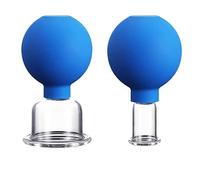 Set di coppettazioni per il viso in vetro, 2 pezzi, coppette in silicone per sottovuoto, tazze per aspirazione a vuoto per viso, pelle e spalle posteriori (blu)