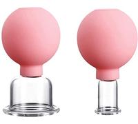 Set di coppettazioni per il viso in vetro, 2 pezzi, coppette in silicone per sottovuoto, tazze per aspirazione a vuoto per viso, pelle e spalle posteriori (rosa)