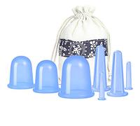 Set di coppettazioni per terapia in silicone, anti cellulite, con aspirazione sottovuoto, set di coppettazioni per il viso, massaggiatore per corpo e viso, per adulti, uso domestico (blu)