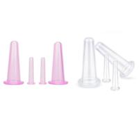 Set di coppette massaggianti trasparenti e rosa, in silicone, mini coppette per il viso, per la cura della pelle, collo, schiena, occhi, tazza da massaggio sicura da usare, set e kit per la cura della