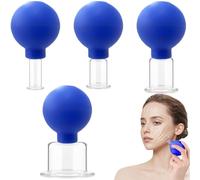 Set di coppette per il viso per il viso, set di coppette per, silicone in vetro da 4 pezzi, aspirazione per massaggio per la parte posteriore del braccio della gamba del corpo, blu