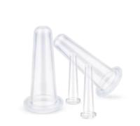 Set di coppette per massaggi trasparenti in silicone, 4 pezzi, mini coppette per il viso, massaggiatore per il viso, aiutante per la cura della pelle, collo, schiena, occhi, tazza da massaggio sicura