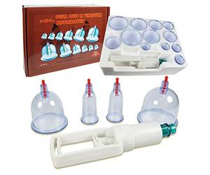 Set di coppette per massaggio con coppette in plastica con magneti + pompa sottovuoto (set da 12)