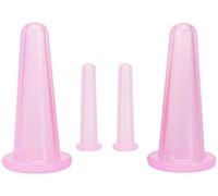Set di coppette per massaggio in silicone, 4 pezzi, rosa, per massaggiare il viso, aiutante per la cura della pelle, strumenti di massaggio per collo, schiena, occhi, tazza da massaggio sicura da
