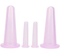 Set di coppette per massaggio viola, 4 pezzi, in silicone, mini coppette per il viso, massaggiatore per il viso, aiutante per la cura della pelle, collo, schiena, occhi, massaggianti, sicure da usare