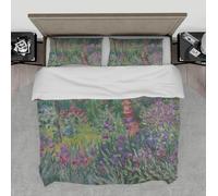 Set di copripiumino in stile dipinti famosi 3 pezzi il giardino dell'iris a Giverny Set di biancheria da letto traspirante per camera da letto con 2 cuscini Shams cerniera 4 cravatte 200 x 200 cm