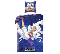 One Piece, Set di biancheria da letto per bambini Manga, per letto singolo, motivo Luffy Gear Blue, set di 2 pezzi copripiumino reversibile 140 x 200 cm e federa 63 x 63 cm, tessuto certificato Oeko