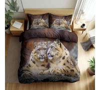 Set di Copripiumino Paesaggio Naturale Leopardo Animale con Stampa a Pattern Copripiumino con Cerniera per Ragazze, Ragazzi e Adolescenti Multicolore Copertura del Piumone 135 x 200 cm