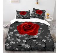 Set di Copripiumino Rosa Floreale Botanica con Stampa a Pattern Copripiumino con Cerniera 3 Pezzi per Ragazze, Ragazzi e Adolescenti Grigio Copertura del Piumone, 220x240cm