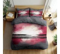 Set di Copripiumino Schizzo D'Inchiostro Rosa Grigio con Estetica Alternativa Cultura Musicale Copripiumino con Cerniera per Ragazze, Ragazzi e Adolescenti Grunge Copertura del Piumone 150 x 220 cm