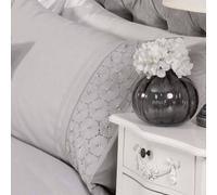 Everdean Floreale Set Copripiumino Singolo Ricamato - Grigio