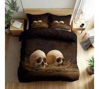 Set di Copripiumino Teschio con Stampa Cultura Gotica Alternativa Estetica Copripiumino con Cerniera per Ragazze, Ragazzi e Adolescenti Stile Natura Morta Scura Copertura del Piumone 150 x 220 cm