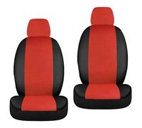 Set di Coprisedili e Copri Poggiatesta per Sedili Anteriori Prodotto Artigianale Universale Bordi Elasticizzati per Airbag Laterale Lavabili lavatrice Ganci Di Fissaggio MADE IN ITALY (Rosso / Nero)