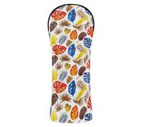 Set di copritesta per mazze da golf, con targhette numerate, progettate per adattarsi a tutti i legni e conducenti, sfondo bianco, foglia autunnale