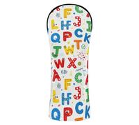 Set di copritesta per mazze da golf, impermeabili, con targhetta numerica, progettati per adattarsi a tutti i legni e ai conducenti, sfondo bianco, lettere dell'alfabeto colorate