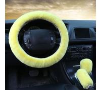 Set di coprivolante auto in peluche con freno a mano e copri cambio, morbida sensazione di lana per mantenere le mani calde quando fa freddo (giallo limone)