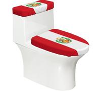 Set di copriwater con bandiera del Perù e copriwater elastico, morbido ed elastico, decorazione per il bagno a forma di U ovale