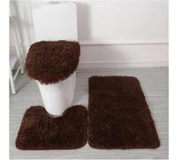 Set di Copriwater da 3 Pezzi Copriwater più Spesso Tappetino per Sedile WC con Tappetino da Bagno, Tappetino per Piedistallo, Copriwater per WC, Copriwater Lavabile, Cusci, 3pcs Coffee Brown