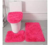 Set di Copriwater da 3 Pezzi Copriwater più Spesso Tappetino per Sedile WC con Tappetino da Bagno, Tappetino per Piedistallo, Copriwater per WC, Copriwater Lavabile, Cusci, 3pcs Rose Red