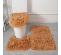 Set di Copriwater da 3 Pezzi Copriwater più Spesso Tappetino per Sedile WC con Tappetino da Bagno, Tappetino per Piedistallo, Copriwater per WC, Copriwater Lavabile, Cusci, 3pcs Khaki