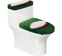 Set di copriwater e copertura per serbatoio con palla da rugby bianca, elastica, morbida decorazione per il bagno a forma di U ovale