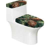 Set di copriwater e copriwater elastici con ramo di pigna, decorazione da bagno morbida elastica per il bagno a forma di U ovale