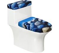 Set di copriwater per WC con stampa cielo e pietra, lavabile, si adatta alla maggior parte dei coperchi rotondi e oblunghi